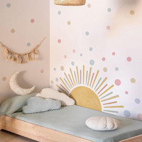 Astrkiz Vibrant Large Half Sun Wall Decals Peel And Stick, Self Adhesive Colorful Polka Dots Wall Sticker, Wall Art Decor Sunrise Wall Stickers For Girls Bedroom Playroom Nursery Room