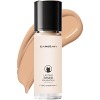 Carslan Lasting Cover Foundation, 24H Longlasting Full Coverage Matte Finish Face Makeup, Poreless, Lightweight, Waterproof, Oil Free Liquid Foundation, M01