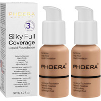 Phoera Foundation, Phoera Matte Liquid Foundation,Phoera Makeup For Women, Phoera Foundation Full Coverage Concealer, 30Ml 24Hr Matte Oil Control Concealer (105- Sand*2)