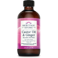 Heritage Store Castor Oil & Ginger - Cold Pressed Organic Castor Oil Pack Wrap - Heat Compress For Abdomen, Joints, Overall Wellness With Calming Ginger - Hypoallergenic, Vegan, 60-Day Guarantee, 8Oz