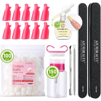 Azurebeauty Nail Polish Gel Remover Tools Kit With 10 Ml Cuticle Oil 10 Pcs Nail Clips 150Ml Remover Bottle Nail Remover Cotton Balls Cuticle Pusher Peeler Brush Nail File Buffer Comprehensive Tools