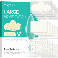 Tktk Hydrocolloid Nose Patches, Xl Nose Pore Strips 91 X 48 Mm, Large Hydrocolloid Acne Pimple Patches For Face, Cover Zit Blemishes & Absorb Oil (Nose Contoured, Strip, Dots 5 Sizes 265 Count)