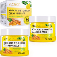 Turmeric Cleansing Pads, 50Pcs Kojic Acid And Turmeric Cleansing Pads, Face Pads With Vitamin B5?Vitamin C ?Turmeric ,Remove Excess Keratin Balance Skin Oil And Water