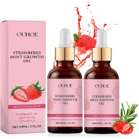 Klife 2Pcs Strawberry Mint Hair Growth Oil - Natural Essential Oil For Thin, Dry, Damaged Hair