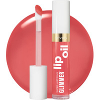 Revlon Super Lustrous Glimmer Lip Oil, Moisturizing & Tinted, Shiny Finish, Made With Plant-Based Squalane, 007 Posh Peach, 0.13 Fl Oz