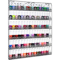 Amt Metal Nail Polish Racks For The Wall | Clear Nail Polish Display | Essential Oils Organizer | Holds Up To 108 Bottles (Silver)