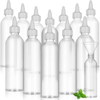 Barydat 12 Pcs Applicator Bottles For Hair, Squeeze Hair Oil Applicator Bottle Refillable Empty Plastic Bottles, Twist On Top Cap With Open Close Nozzle And 2 Funnels(8 Oz,Clear)