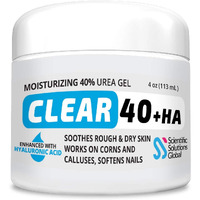 Clear Urea Cream 40% + 1% Hyaluronic Acid (4Oz) | Softens Cracked Heels & Dry Skin Urea Cream 40 Percent - Infused W Tea Tree & Coconut Oil | Callus & Corn Treatment | Made In Usa