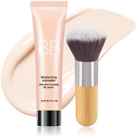 Bb Cream Skin Tinted Foundation Makeup,Concealer Full Coverage Lightweight Matte Foundation With Brush,Evens Skin Tone,Oil Control Cover Flaws,Natural Finish For All Skin Types,Vegan - Ivory White