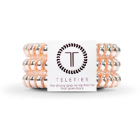Teleties - Spiral Hair Coils - Ponytail Holder Hair Ties For Women - Phone Cord Hair Ties - Strong Grip, No Rip, Water Resistant, No Crease Hair Tie Coils - 3 Pack (Small, Millennial Pink)