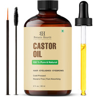 Botanic Hearth Castor Oil | 100% Pure & Natural, Cold Pressed | 2 Fl Oz (60 Ml) | For Hair, Eyelashes & Eyebrows | Hexane Free, Fast Absorbing | With Applicators & Dropper