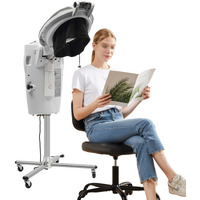 Baiodnb 700W Professional Salon Hair Steamer, Micro Mist Hair Dryer Hooded 7 Color Light, Standing Hair Dryer For Hair Coloring Oil Baking Ozone Cold Fog Hair Care Repair (White)