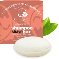Spiraleaf Shampoo & Shave Bar -Plant-Based Shampoo & Shave Bar For All Hair Types, Concentrated Formula With Essential Oils, Limited Ingredients,Usa Made, 2.25Oz-Orange Zest(Sweet Orange & Lemongrass)
