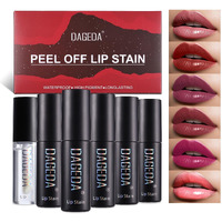 Dageda 5 Colors Peel Off Lip Stain Set,Tattoo Lip Stain Tint With Moisturizing Lip Oil, Highly Pigmented,Waterproof Long-Lasting Peel Off Lip Liner Stain,Matte Finish Lip Makeup