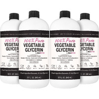 Maxtite Pure Vegetable Glycerin - 1 Gallon (4 Pack, 32 Fl Oz) - Natural Food Grade For Cosmetics, Skin, Hair, Crafts, Cooking And More - From Usa Seed Oils