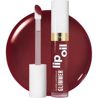Revlon Super Lustrous Glimmer Lip Oil, Moisturizing & Tinted, Shiny Finish, Made With Plant-Based Squalane, 010 Wined Down, 0.13 Fl Oz