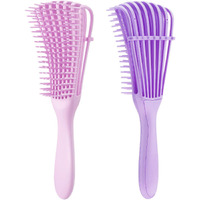 2 Pieces Detangling Brush For Afro America/African Hair Textured 3A To 4C Kinky Wavy/Curly/Coily/Wet/Dry/Oil/Thick/Long Hair, Knots Detangler Easy To Clean (Light Pink, Light Purple)