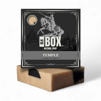 Black Box Usa Made 5Oz Men's Natural Bar Soap Made From Natural Oils - Handmade Cold Process Soap No Harsh Chemicals - Earthy Basil Musk, Activated Charcoal & Amber (Temple)