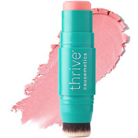 Thrive Causemetics Triple Threat Color Stick: Cream Blush Stick With Vitamin E, Evening Primrose Oil, Waterproof Smudge Proof Face Makeup, Olivia (Peachy Pink Shimmer)