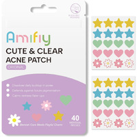 Amifiy Cute Pimple Patches, Star Acne Patches For Face, Multiple Shapes Oil-Absorbing Zit Dots, Vegan & Cruelty-Free Blemish Treatment With Hydrocolloid & Tea Tree, 40 Count