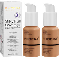 Phoera Foundation, Phoera Matte Liquid Foundation,Phoera Makeup For Women, Phoera Foundation Full Coverage Concealer, 30Ml 24Hr Matte Oil Control Concealer (108-Tan*2)