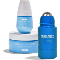 Bushbalm Ingrown Hair Routine - Roller Rescue, Nude Oil And Nude Scrub Bundle - Aha & Bha - Exfoliating, Soothing, Cooling For Intimate Areas, Underarms - Helps With Razor Bumps, Ultimate(Trio Bundle)
