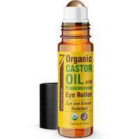 Seven Minerals Organic Castor Oil Roll On Eye Roller For Under Eye Bags, Dark Circles & Wrinkles - Organic Blend Of Castor Oil And Frankincense - Brightens, And Revitalizes Skin & Face - 0.33 Fl Oz