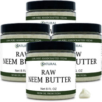Zatural Neem Butter 4 Pack - Coconut Oil, Neem Oil And Leaf, Marula Oil, Kokum, Rosemary, For Sensitive Skin, Itchy Skin, 8 Oz (4-Pack)