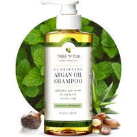 Tree To Tub Peppermint Shampoo For Oily Hair & Sensitive Scalp - Gentle Clarifying Shampoo For Build Up, Sulfate Free Anti Residue Hair Shampoo For Women & Men W/Organic Argan Oil, Natural Aloe Vera