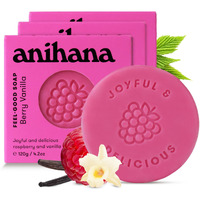 Anihana Feel-Good Soap 3 Pack With Coconut Oil And Shea Butter, Gentle Cleansing, Paraben Free, Cruelty Free, Refreshing Berry Vanilla Scent, 4.2 Oz Each