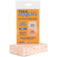 T.Taio Esponjabon Pore-Cleansing Soap Sponge - Cleansing Shower Scrubber - Cleaning Bath Wash Scrub - Oil Removal - Massage & Lather Foot, Elbow, & Face - Bathroom Accessories