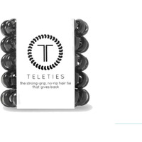 Teleties - Tiny Spiral Hair Coils - For Kids & Super Thin Hair - Mini Phone Cord Ponytail Holder For Braid Ends - Strong Grip, No Rip, Water Resistant, No Crease - Tiny 5 Pack - Jet Black