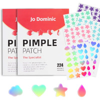 2Pack 224 Counts Cute & Fashion Stars Pimple Patches For Face , Hydrocolloid Acne Patches,Zits Absorbing Patch, Covering Zits And Blemishes With Salicylic Acid, Tea Oil & Centella, Cruelty Free