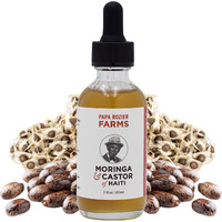 Papa Rozier Farms 50/50 Pure Organic Blend Castor And Moringa Oil For Hair Growth Treatment, Skin Moisturizer, Grow Eyelashes, Eyebrows And Nails Treatment, 2 Fluid Ounces, Pack Of 1
