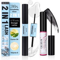 Calailis Cluster Lash Glue And Lash Remver And Lash Serum Kit, Strong Hold 48 Hours Lash Glue, Gentle Soothing Non-Irritating Lash Remover, Organic Castor Oil Eyelash Treatment Lash Serum