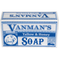 Vanman Beef Tallow And Honey Bar Soap - Pure Grass-Fed Beef Tallow For Skin With Vanilla Oil, Raw Honey & Distilled Water, Hydrating & Nourishing, Vanilla Scent, Clean Ingredients, 3.8Oz - 1 Pack