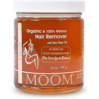 Moom Organic Sugar Wax With Tea Tree Oil, 12 Oz Jar, Hair Removal For Bikini, Brazilian, Face & Legs - Soft Wax For Sensitive Skin, Wax Beads Alternative For Women & Men (Strips & Sticks Not Included)