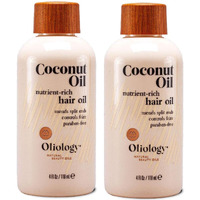 Oliology Coconut Hair Oil - Lightweight Formula Helps Repair Distressed Hair Caused By Heat Styling & Chemical Treatments | Mends Split Ends | Controls Frizz | Made In Usa & Paraben Free (4Oz/2 Pack)