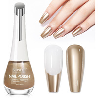 Supwee Champagne Mirror Nail Polish Quick Dry Metallic Nail Polish Non Gel High Glossy Nail Lacquer Air Dry Chrome Nails Polishes Oil-Based Holo Fingernail And Toenail