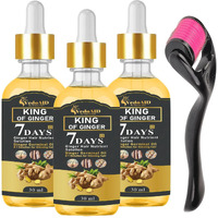 Vedoaid Ginger Oil For Hair Growth - Biotin Hair Growth Serum, 100% Pure Natural Ginger Essential Oil - Promotes Stronger, Thicker, Longer Hair In Women & Men (3Pc+Roller, Premium)