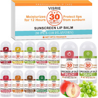Visrie Spf 30 Sunscreen Lip Balm, Spf Lip Balm Bulk 20 Count, Broad Spectrum Uva/Uvb Lip Sunscreen With Vitamin E And Coconut Oil- 10 Flavors