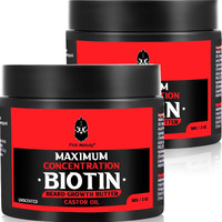 Beard Butter,Maximum Concentration Biotin,With Castor Oil And Argan & Jojoba Oils, Promotes Beard Growth, Styles, Strengthens & Softens Beards ,Unruly Beards While Relieving Itch,2 Ounce*2 (2 Pack)