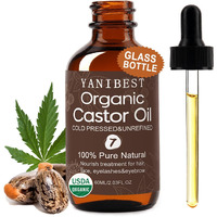 Yanibest Organic Castor Oil, Cold Pressed Unrefined Glass Bottle, 100% Natural Usda Certified Castor Oil For Hair, Eyelashes, Face, Eyebrows, Scalp & Hair Strengthening Oil For All Hair Types