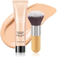 Bb Cream Skin Tinted Foundation Makeup,Concealer Full Coverage Lightweight Matte Foundation With Brush,Evens Skin Tone,Oil Control Cover Flaws,Natural Finish For All Skin Types,Vegan - Natural Beige