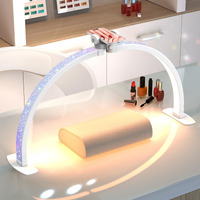 Professional Large Half Moon Light For Nail Desk With Phone Holder, 29"" Arch Light For Nail Techs Nail Desk Lamp For Manicure Table, Salon, Nail Tech Lamp With Rhinestone-Encrusted(White, Large)