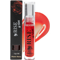 Phoenix Beauty Hydrating Lip Oil For Soft Lips Rise & Slay Tinted Glow With Hyaluronic Acid, Jojoba & Castor Oil, Vit-E | Lightweight Vegan Summer Lip Treatment, Non-Sticky Shine (Tinted Lip Oil)