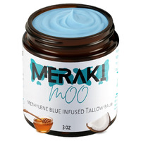 Meraki Medicinal Methylene Blue Tallow Balm For Face - Beef Tallow Moisturizer With Coconut Oil And Honey - Methylene Blue Face Cream For All Skin Types - 3 Oz