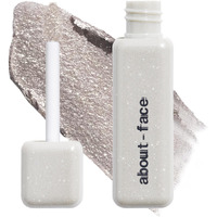 About-Face Fractal Glitter Eye Paint Refract - Smudge-Proof, Long-Lasting Liquid Eyeshadow - Intense Sparkle With Mousse Texture - Vegan, Cruelty-Free, Marula Oil Infused - 0.13Oz (Soft Silver)