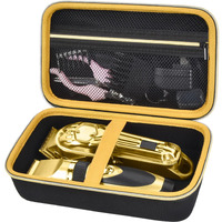 Case Compatible With Hair Clipper Barber, Trimmer Travel Storage Organizer For T Finisher Liner, Comb Cutting Guide, Clipper Blade Oil, Cleaning Brush And Other Grooming Kit - Black Case+Gold Zipper
