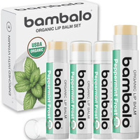 Usda Organic Lip Balm Peppermint 4-Pack By Bambalo - Beeswax, Coconut Oil, Vitamin E - Cooling Lip Repair Chapstick For Dry Cracked Lips - Moisturizing Care For Men And Women